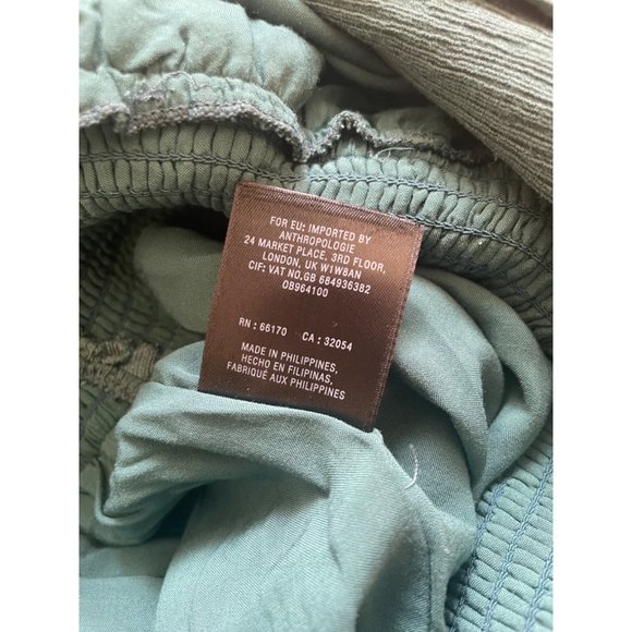 By Anthropologie Green Bionda Plisse Wide Leg Jump Suit Size Medium Petite - Picture 9 of 11